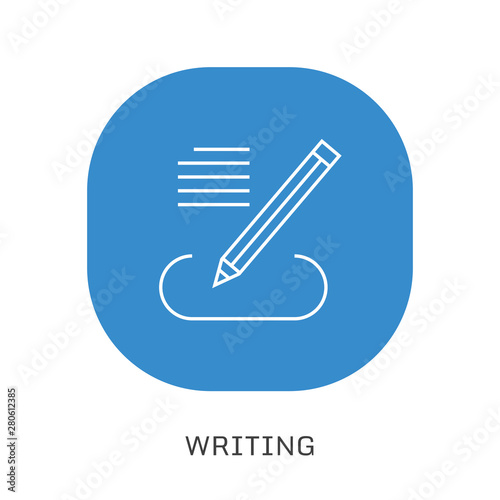 copywriter icon, linear sign isolated on white background - editable vector illustration