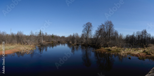 A tributary of the river Izh. It's spring. Zavyalovsky district, Udmurt Republic, Russia