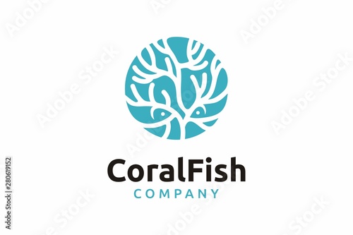 Fototapeta Naklejka Na Ścianę i Meble -  coral fish logo design
