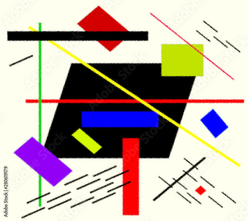 Quadro su tela Abstract geometric colorful background. in style suprematism art