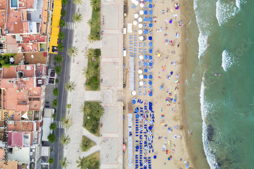 Aerial view of Sitges, coastal town in Spain's Catalonia region. photo