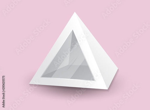 White 3d pyramid, Vector illustration, Box Packaging For Food, Gift Or Other Products, Product Packing, tent