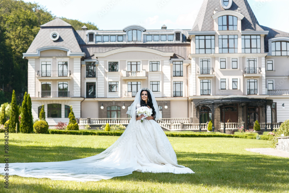portrait of brunette bride in a gorgeous dress portrait of brunette bride in a gorgeous dress