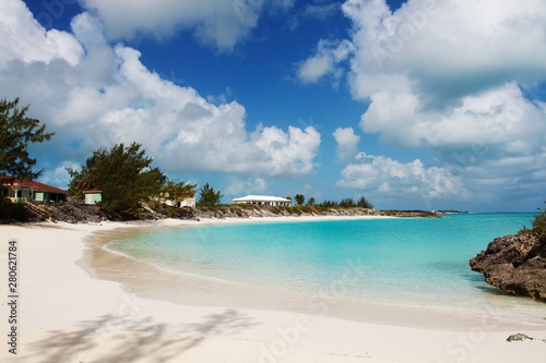 tropical beach and sea of Great Exuma ila  Bahamas 