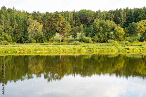 Tranquil waters of Nemunas (Neman) mighty river in Birstonas, Lithuania