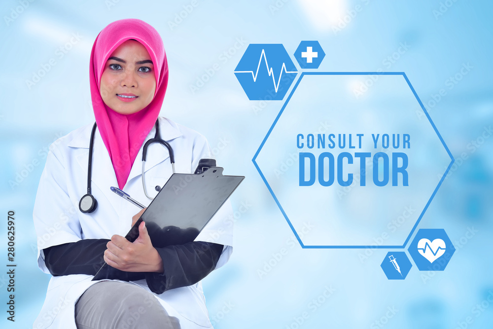 Doctor over blue clinic background. Medical and Healthcare Concept. Doctor over blue clinic background. Medical and Healthcare Concept.