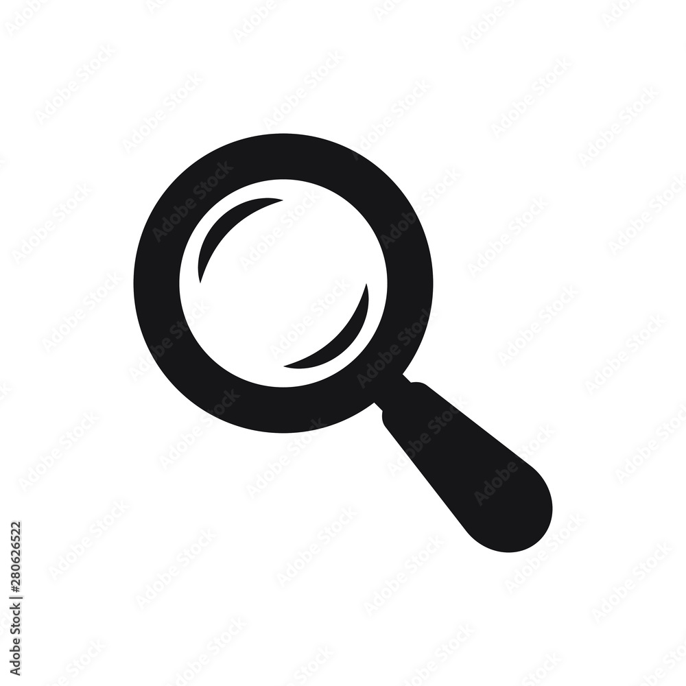 Search icon. Magnifying glass icon, vector magnifier or loupe sign.