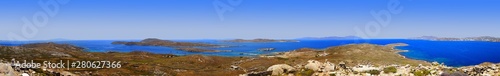 incredible panoramic view of the Cyclades Islands from Mount Kinthos  the highest point of the island of Delos