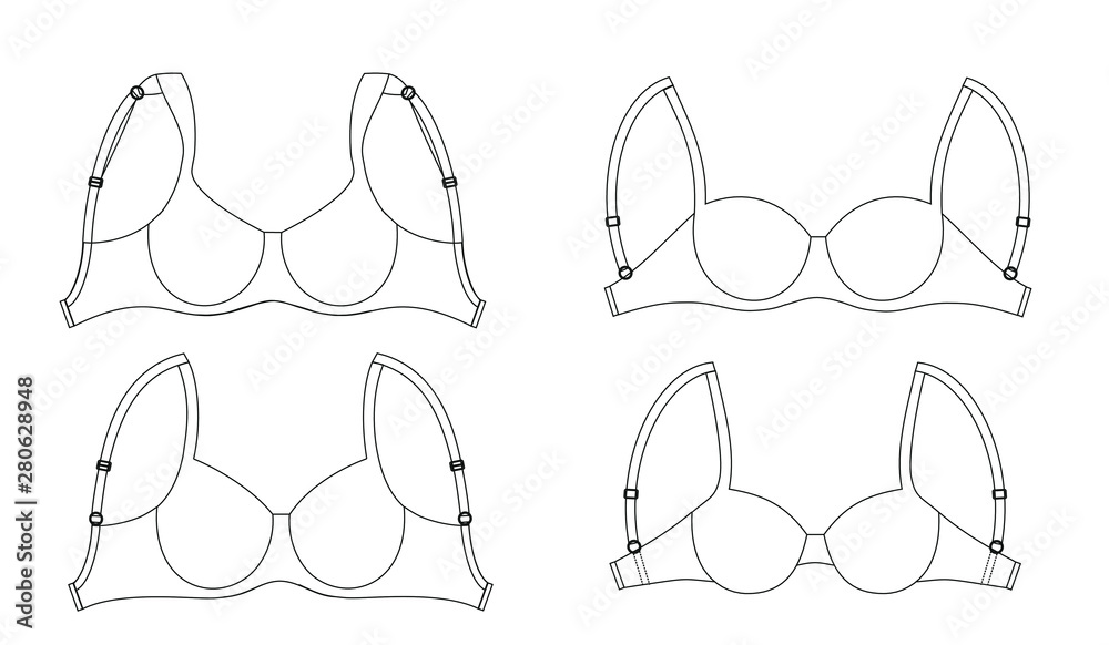 Women bra template vector drawing. 3D illustration. Printable underwear ...