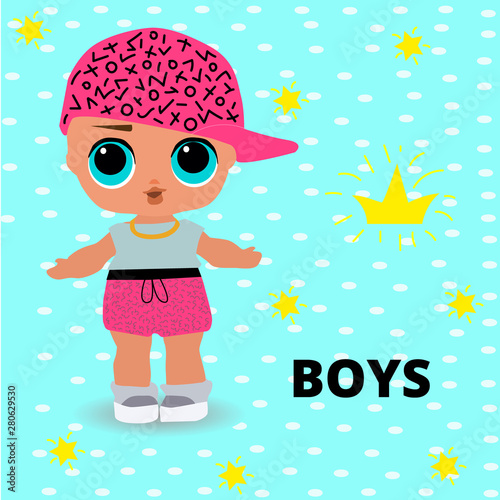 Cute little boy doll with big blue eyes