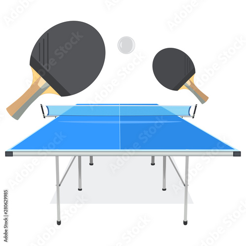 Ping pong game equipment, vector isolated illustration
