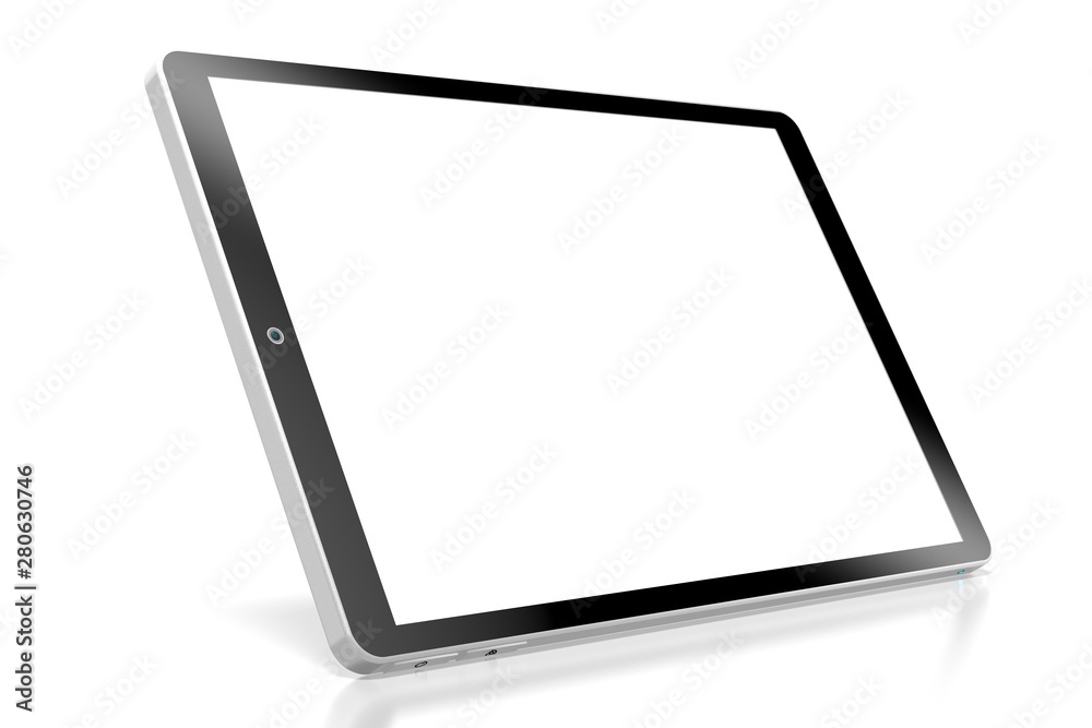 3D brandless tablet with empty screen isolated on white background 3D brandless tablet with empty screen isolated on white background