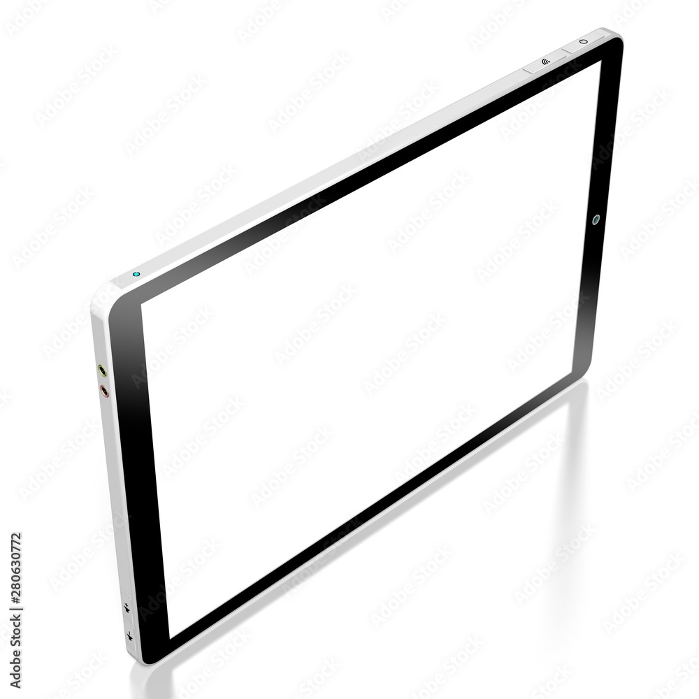 3D brandless tablet with empty screen isolated on white background 3D brandless tablet with empty screen isolated on white background