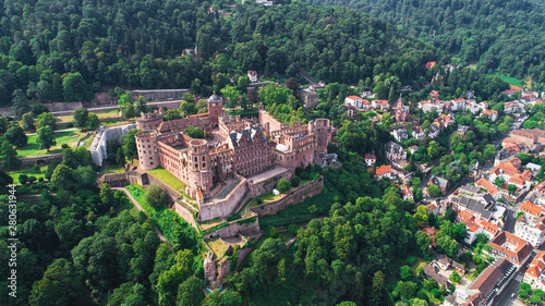 Aerial Capture of Heidelberg Castle and Old Town