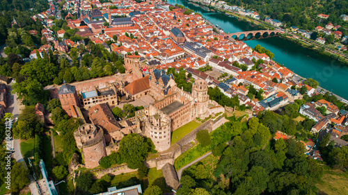Aerial Capture of Heidelberg Castle and Old Town