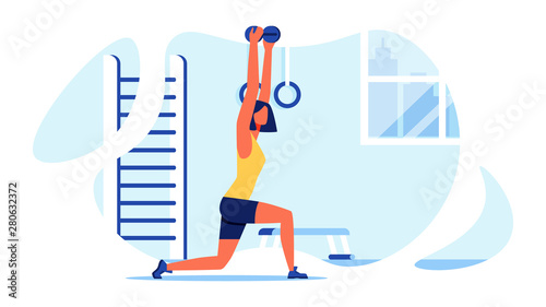 Sports Training for Women. Muscular Body. Vector.