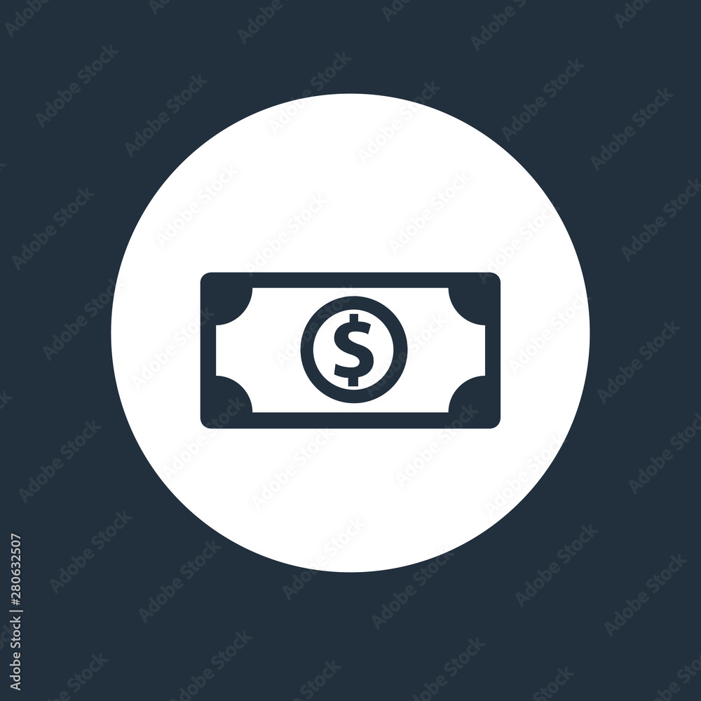 Green American dollar bill flat icon for financial apps and websites Green American dollar bill flat icon for financial apps and websites