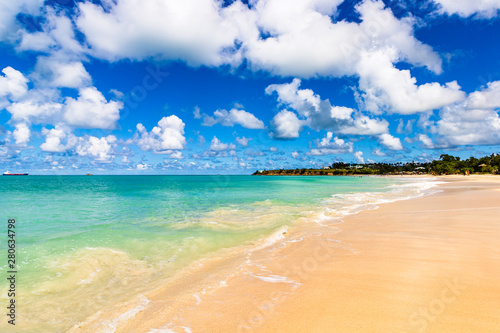 Idyllic beach in St. John's, Antigua and Barbuda, a country located in the West Indies in the Caribbean Sea. photo