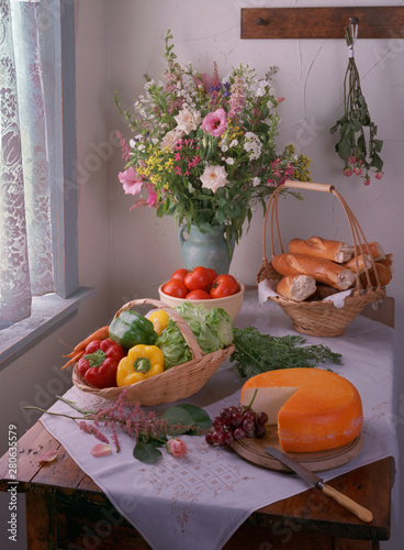 autumn still life with fruits and vegetables