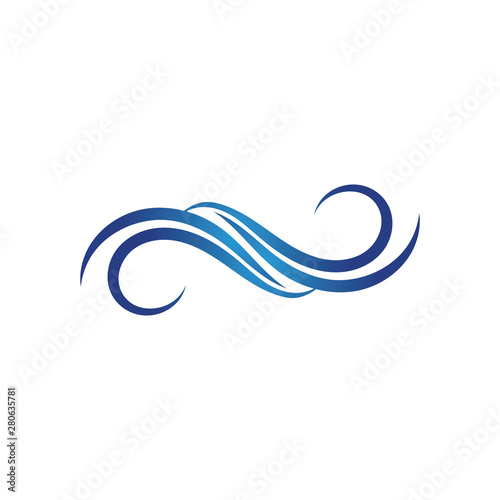 Waves beach logo and blue symbols template icons app