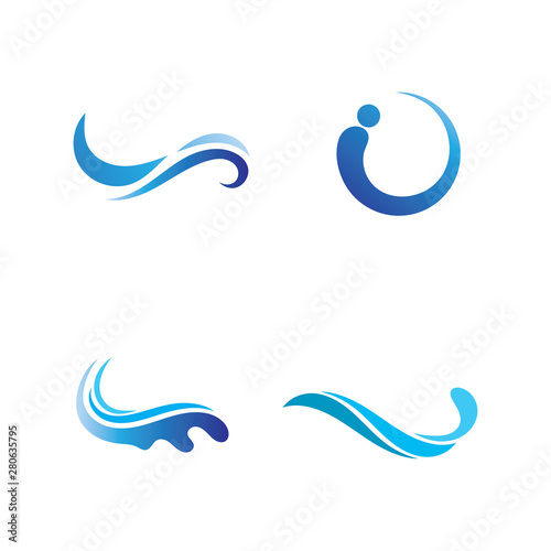 Waves beach logo and blue symbols template icons app