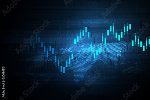 Stock market graph or forex trading chart for business and financial concepts, reports and investment on dark background . Vector illustration