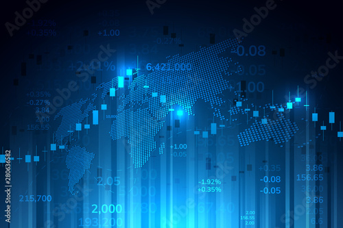 Stock market graph or forex trading chart for business and financial concepts, reports and investment on dark background . Vector illustration