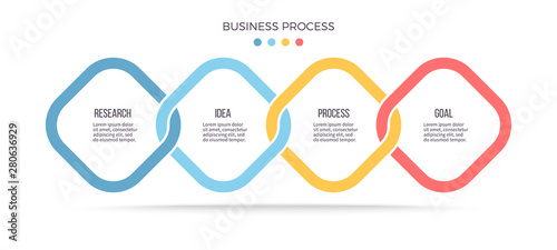 Business process. Infographic with 4 steps, options. Vector template.