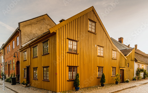 Gamle Fredrikstad, marked square, Stare miasto, old city, gamlebyen , Kongsten fort, Norge, Norway, Norwegia	 photo