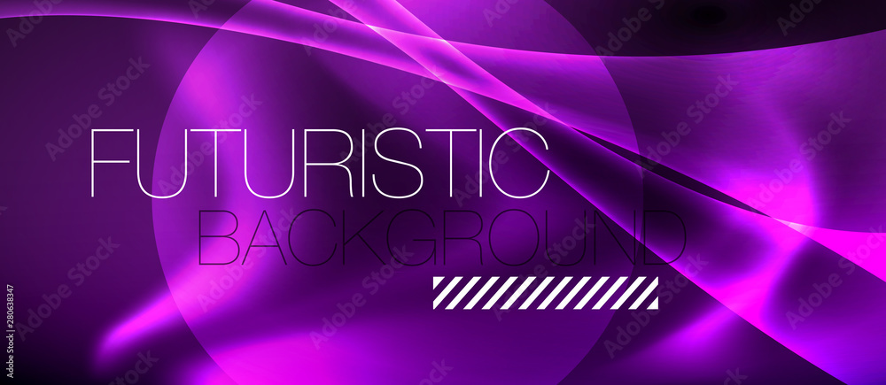 Glossy glowing neon light wave background Glossy glowing neon light wave background
