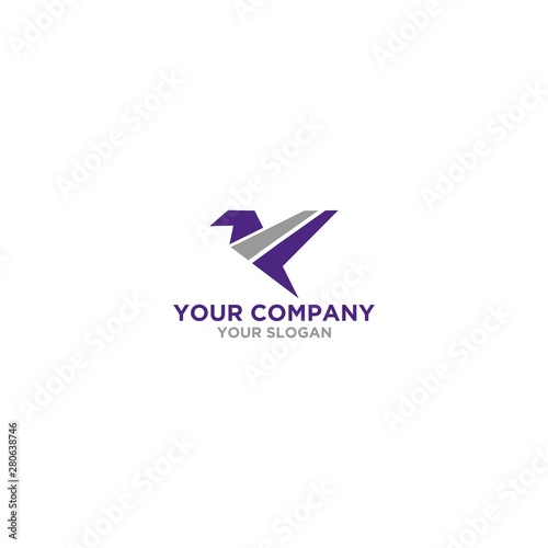 F in Origami Bird logo design vector
