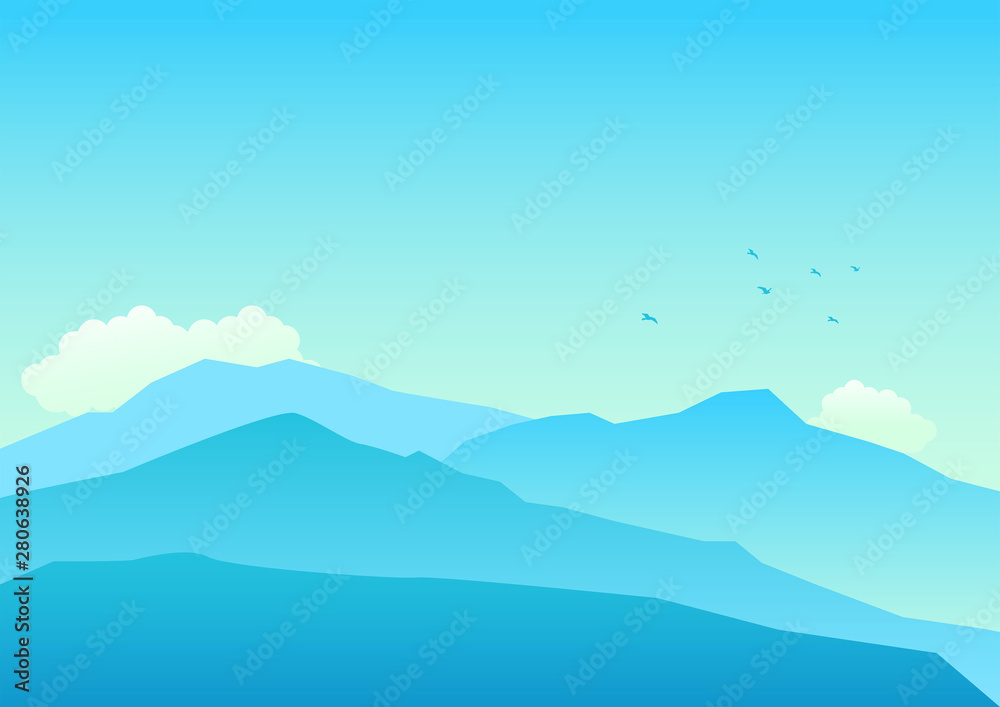 Mountains landscape in blue colors