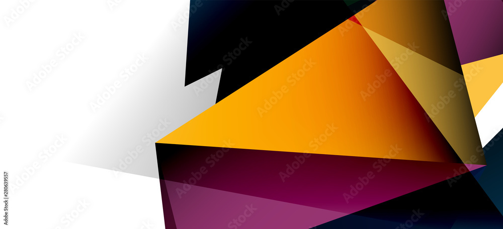 Triangle geometric background in trendy style on light background. Retro vector illustration. Colorful bright. Trendy modern style. Vector business illustration.