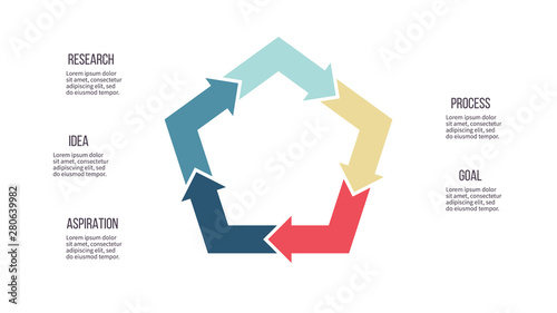 Business infographics. Pentagon chart with 5 steps, options. Vector diagram.