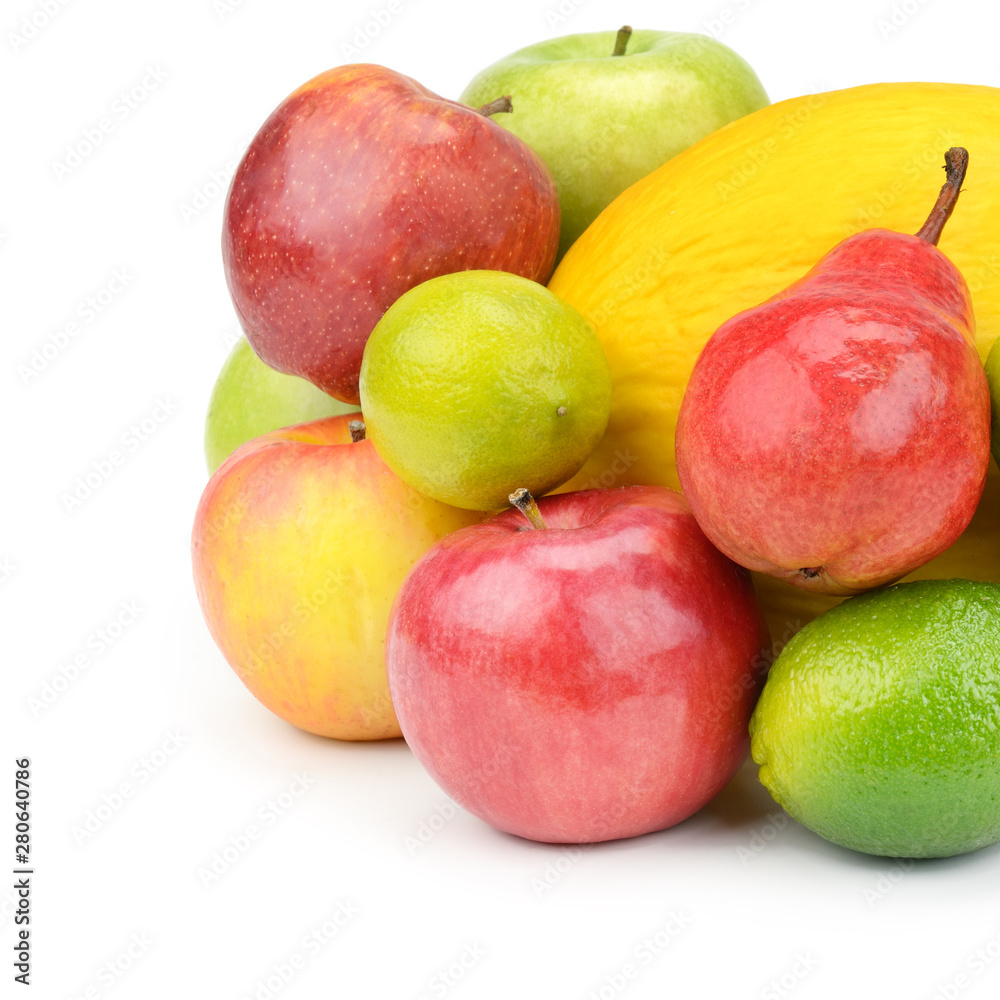 Fruit and berries isolated on white background. Fruit and berries isolated on white background.