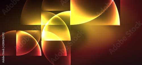 Dynamic lines and shapes, glass neon glowing effect. Modern neon glow geometric shapes, great design for any purposes