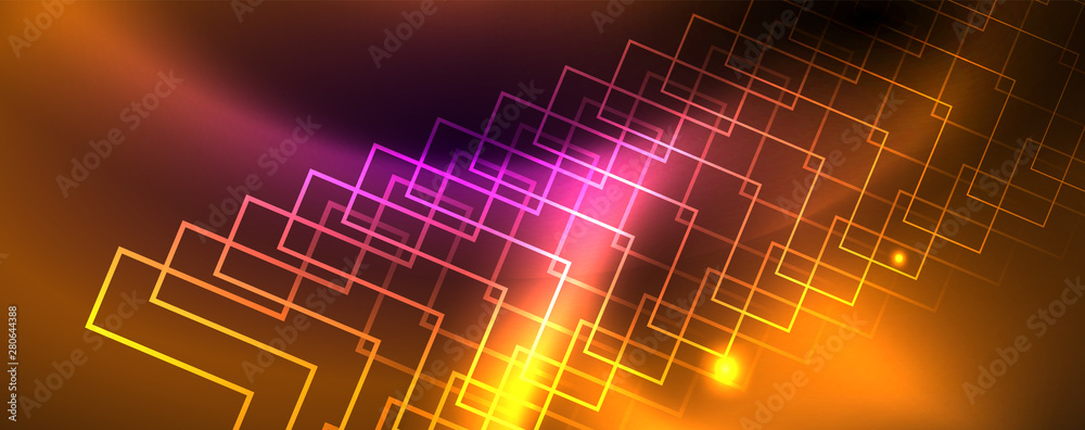Shiny glowing design background, neon style lines, technology concept, vector