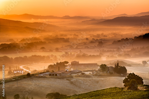 Tuscan Farms during Sunrise, Italy during Sunrise, Italy