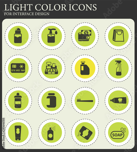 chemicals store icon set