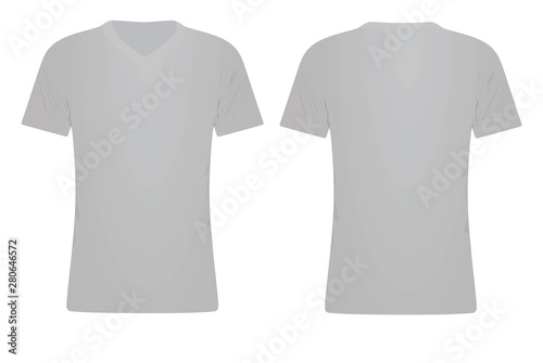 Grey v-neck t shirt template. vector illustration
