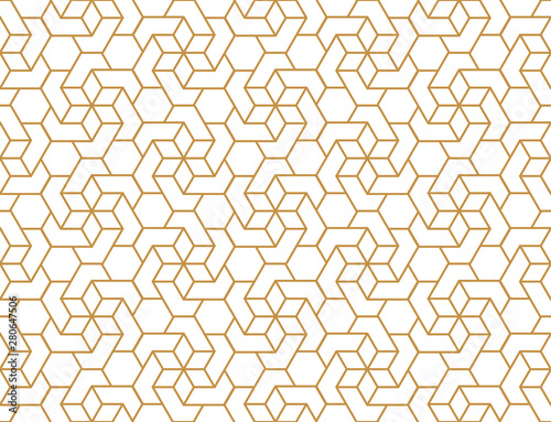 Fototapeta Naklejka Na Ścianę i Meble -  The geometric pattern with lines. Seamless vector background. White and gold texture. Graphic modern pattern. Simple lattice graphic design