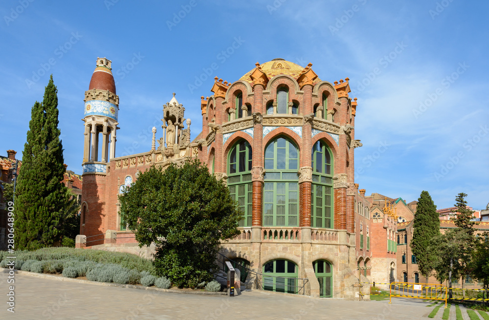Obraz premium The ensemble of buildings of the Hospital of the Holy Cross and St. Paul (Sant Pau) was founded in 1401 when six medieval hospitals of Barcelona were combined.