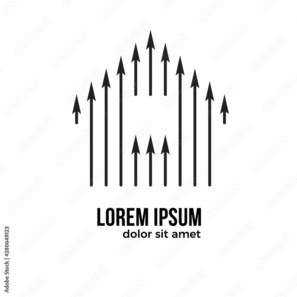 Simple logo home with up arrow. Simple logo home with up arrow.