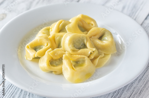 Portion of tortelloni stuffed with ricotta