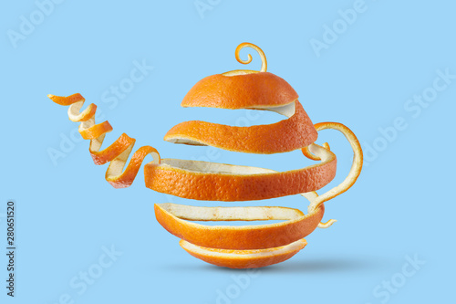 Teapot made of spiral orange peel