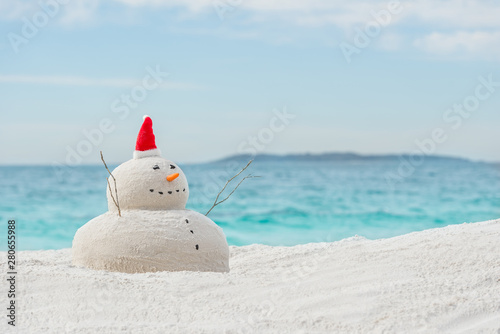 Canvas Print Australian Christmas Sandman on a beautiful white sand beach