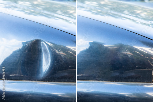 Bilde på lerret Car dent repair before and after