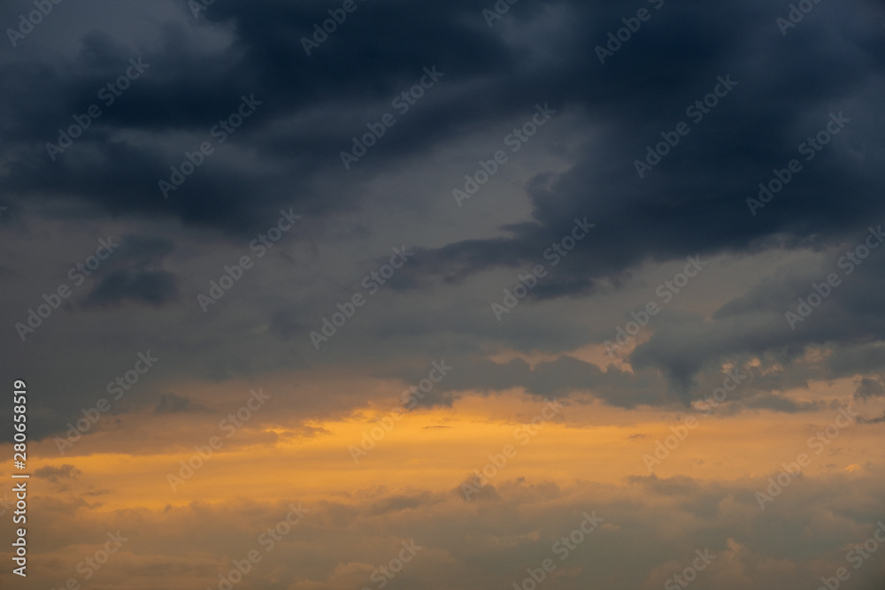 Beautiful Dramatic sky with dark clouds formations