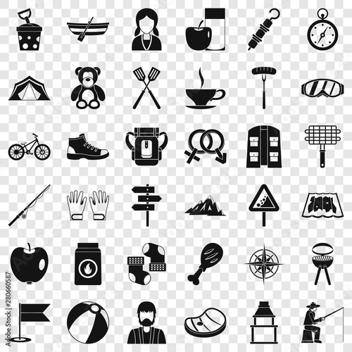 Walking icons set. Simple style of 36 walking vector icons for web for any design