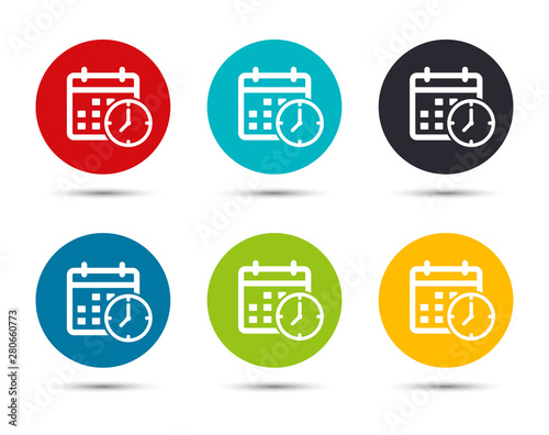 Appointment date calendar icon flat round button set illustration design